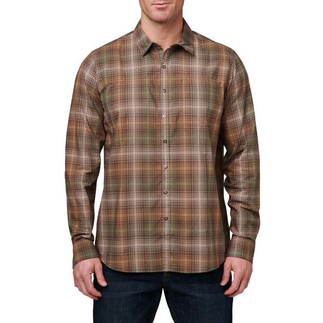 Рубашка тактическая 5.11 Tactical Igor Plaid Long Sleeve Shirt XL Umber Brown Plaid - изображение 1