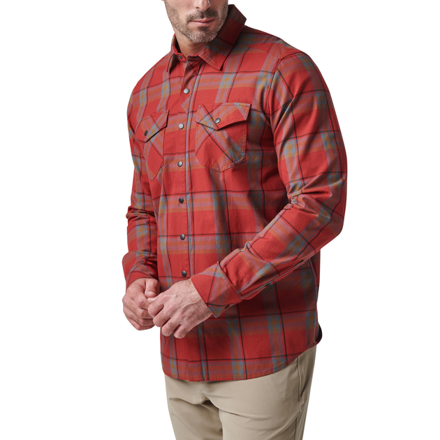 Рубашка тактическая 5.11 Tactical Gunner Plaid Long Sleeve Shirt L Red Bourbon Plaid - изображение 1