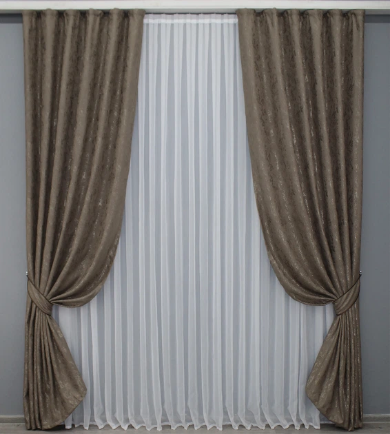Комплект готовых штор VR-Textil Лен мрамор Pavliani № 1372ш Какао 100х270 см 2 шт (31-622 ) - Фото 2 Комплект готовых штор VR-Textil Лен мрамор Pavliani № 1372ш Какао 100х270 см 2 шт (31-622 ) - изображение 2
