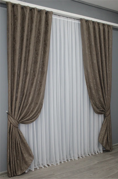Комплект готовых штор VR-Textil Лен мрамор Pavliani № 1372ш Какао 100х270 см 2 шт (31-622 ) - Фото 3 Комплект готовых штор VR-Textil Лен мрамор Pavliani № 1372ш Какао 100х270 см 2 шт (31-622 ) - изображение 3