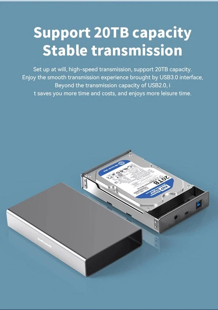 Зовнішня кишеня Blueendless BS-U35K Метал USB 3.0 для HDD 3.5" - зображення 6
