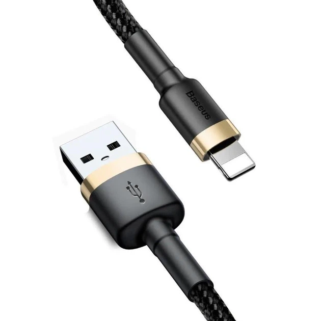 Кабель Baseus Cafule Lightning 2.4A (1m) (gold/black) - зображення 3