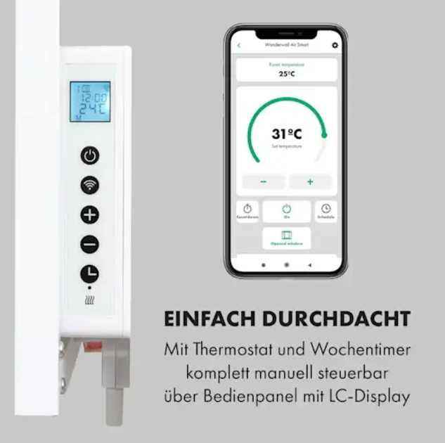 Інфрачервоний обігрівач Klarstein Wonderwall Air Art Smart, 80х60см, 500Вт, Настінний, Зоряна ніч - зображення 2
