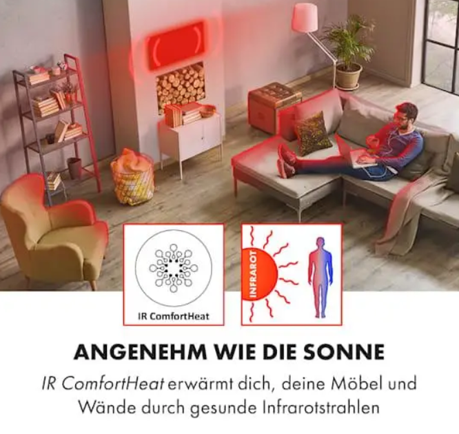Інфрачервоний обігрівач Klarstein Wonderwall Air Art Smart, 80х60см, 500Вт, Настінний, Зоряна ніч - зображення 3