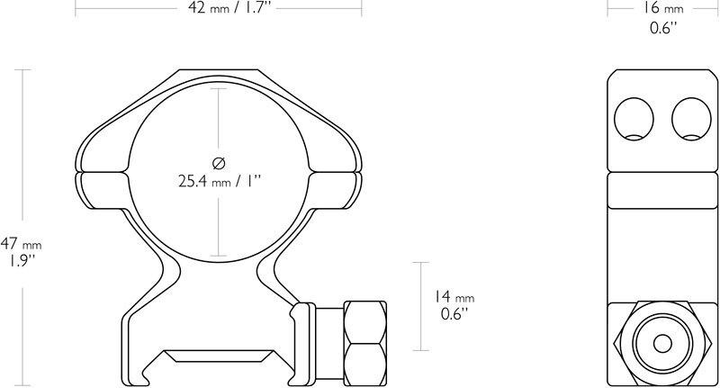 Кільця Hawke Precision Steel. d – 25.4 мм. High. Weaver/Picatinny - зображення 2