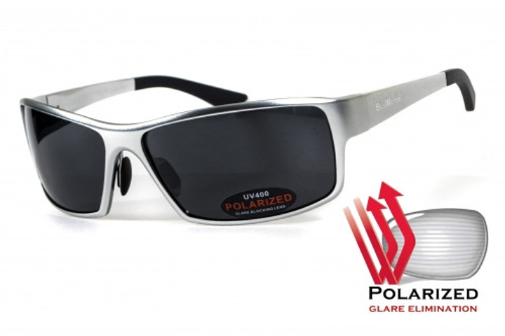 Окуляри поляризаційні BluWater Alumination-1 Silver Polarized (gray) сірі - зображення 1