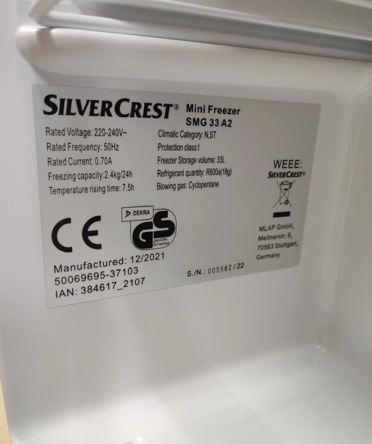 Маленькая морозильная камера 33 л Silver Crest SMG 33 A2 – фото