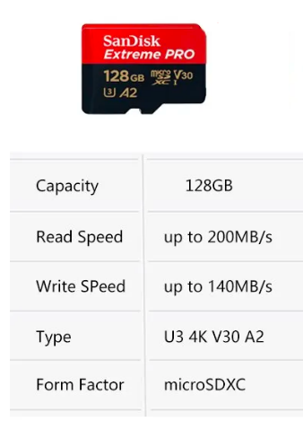 Карта памяти SanDisk Extreme PRO Micro SD 128GB флэш-карта SD U3 4K V30 Microsd з SD-адаптером class 10 UHS-I U3 V30 - изображение 6