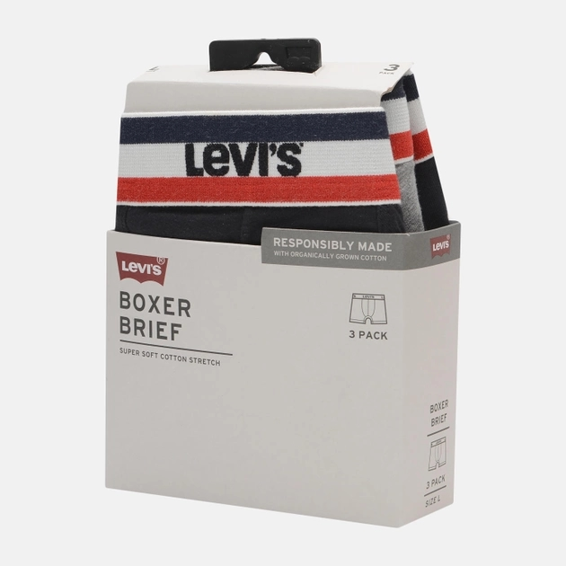 Набір трусів-боксерів чоловічих 3 шт Levi's Logo Boxer Brief 3P 1000028700040 2XL Чорний/Сірий (8720245095624) - зображення 6