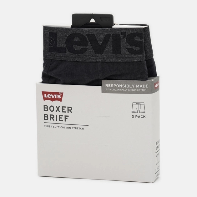 Zestaw majtek męskich typu bokserki 2 szt Levi's Melange Wb Boxer Brief Organic Co 2P 7012039230020 S Czarny (8720245183802) - obraz 6