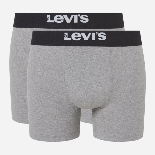 Набір трусів шорти чоловічий 2 шт Levi's Solid Basic Boxer Brief Organic Co 2P 7012228420070 S Сірий (8720245437721) - зображення 1