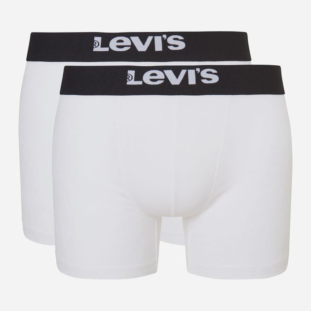 Набір трусів шорти чоловічий 2 шт Levi's Solid Basic Boxer Brief Organic Co 2P 7012228420110 L Білий/Чорний (8720245437844) - зображення 1