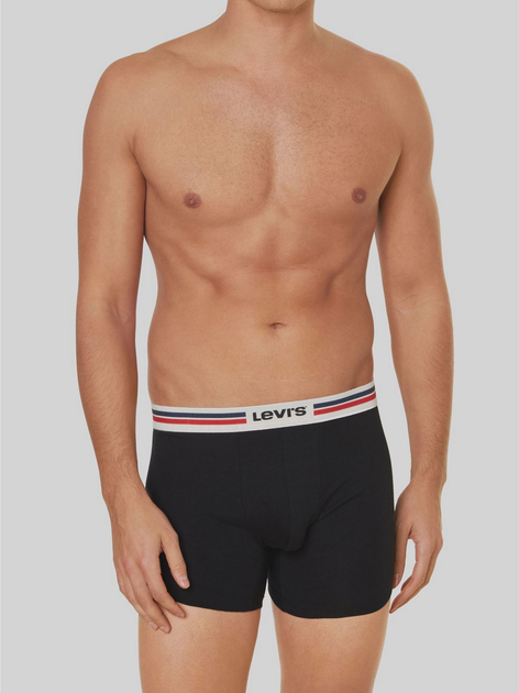 Набір трусів шорти чоловічий 2 шт Levi's Logo Boxer Brief Org 2P 7012228430050 S Сірий/Чорний (8720245437998) - зображення 2