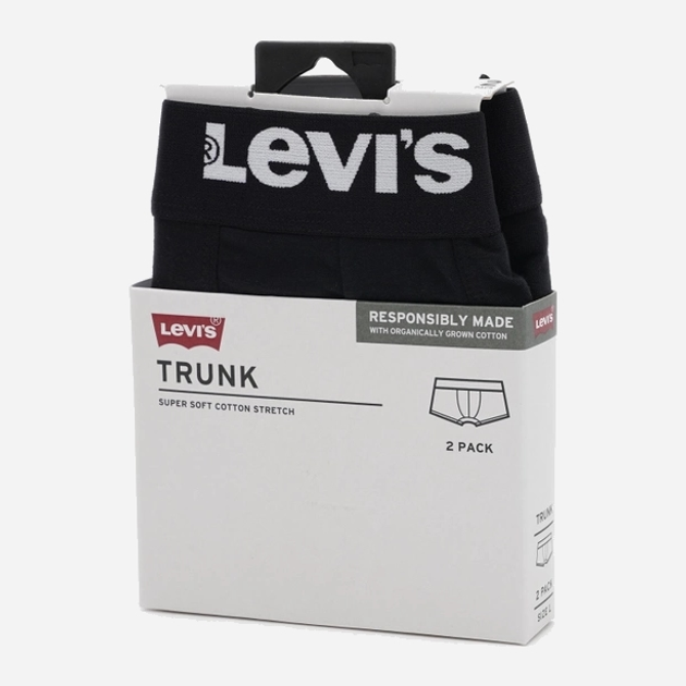 Набір трусів-боксерів чоловічих 2 шт Levi's Solid Basic Trunk Organic Co 2P 701222844-001 L Чорний (8720245438285) - зображення 6
