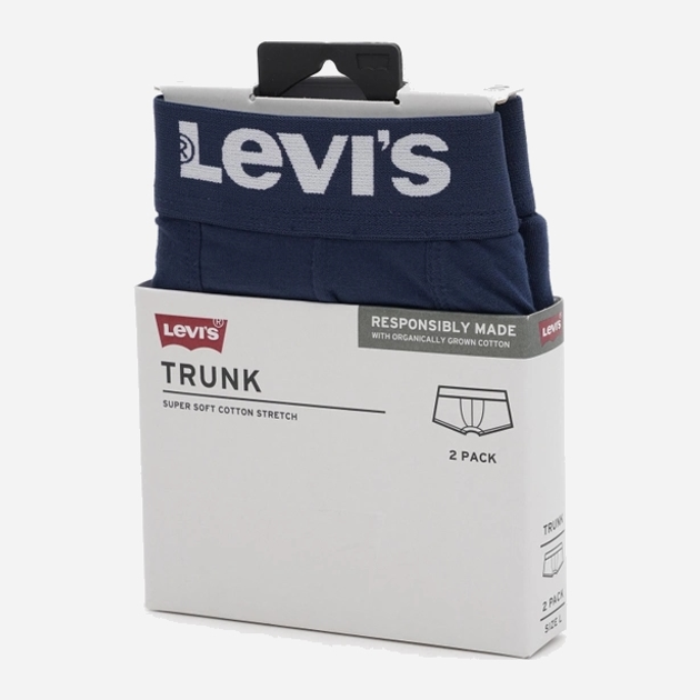 Набір трусів-боксерів чоловічих 2 шт Levi's Solid Basic Trunk Organic Co 2P 7012228440020 S Синій (8720245438308) - зображення 6