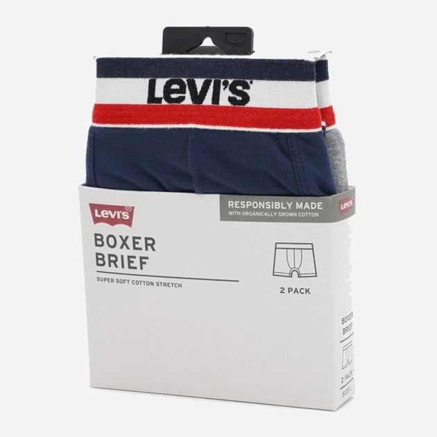 Набір трусів-боксерів чоловічих 2 шт Levi's Logo Boxer Brief Organic Co 2P 7012239080020 M Сірий/Темно-синій (8720245438131) - зображення 6