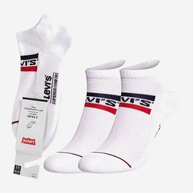 Набір чоловічих шкарпеток коротких бавовняних 2 пари Levi's Low Cut Logo 2P 7012195070010 43-46 Білий (8720245286190) - зображення 2