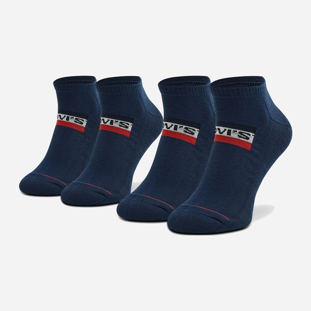 Набір чоловічих шкарпеток коротких бавовняних 2 пари Levi's Low Cut Logo 2P 7012195070020 43-46 Синій (8720245286220) - зображення 1