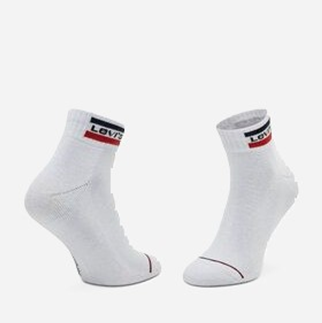 Набір жіночих шкарпеток високих бавовняних 2 пари Levi's Mid Cut Logo 2P 9020110010030 35-38 Білий (8720245286565) - зображення 2