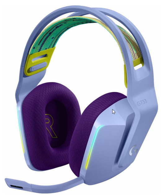 Гарнітура Logitech G733 Lightspeed Wireless RGB, LILAC (6617183) - Фото 1 Гарнітура Logitech G733 Lightspeed Wireless RGB, LILAC (6617183) - изображение 1