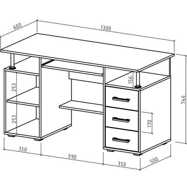 Компьютерный стол 130×60×75 см - изображение 2