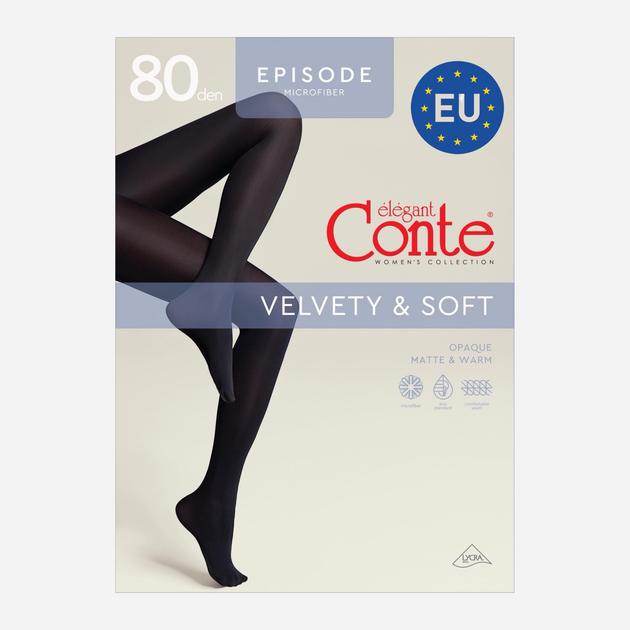 Колготы 80 Den женские теплые Conte Ce Episode 80 8С-40СП 3 р Черные (5904988500376) 