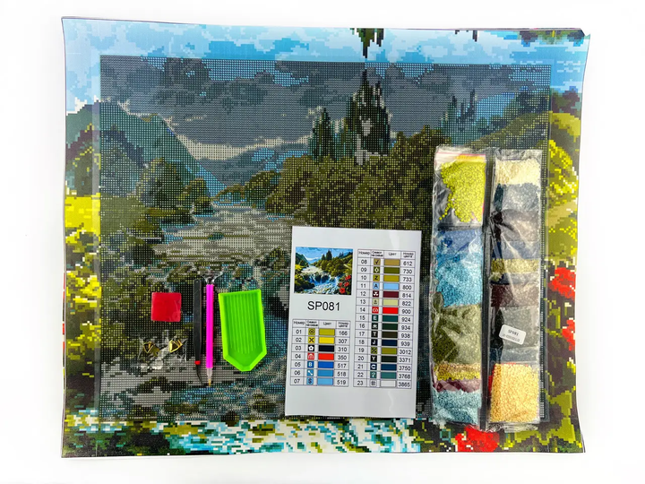 Алмазная мозаика Красивый водопад 40х50 см ColorArt SP081 - изображение 3