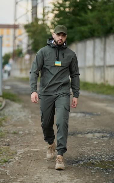 Мужской костюм демисезонный куртка анорак и штаны с шевроном флаг Украины Terra Intruder 0165 L Хаки (IN - 0165/01C ) - изображение 1
