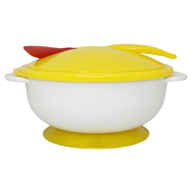 Тарелка на присоске с термоложкой и крышкой Mega Zayka MGZ-0101(Yellow ...