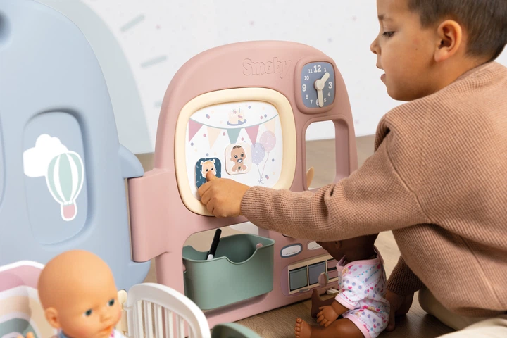 Kącik zabaw dla lalki Smoby Baby Care + 27 akcesoriów (240307) (3032162403075) - obraz 9
