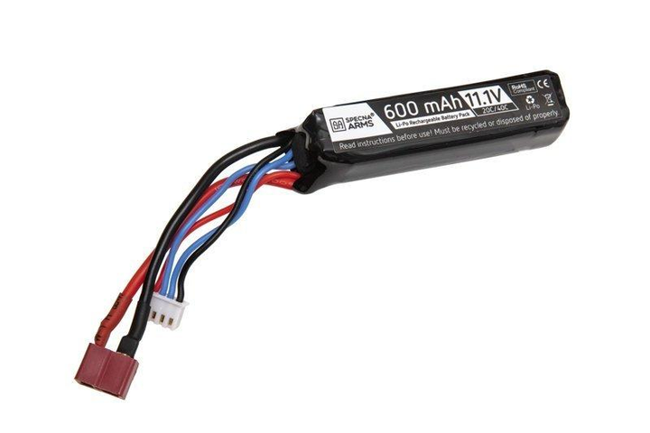 Аккумулятор LiPo 11,1V 600mAh 20/40C для PDW - T-Connect (Deans) [Specna Arms] (для страйкбола) - изображение 1