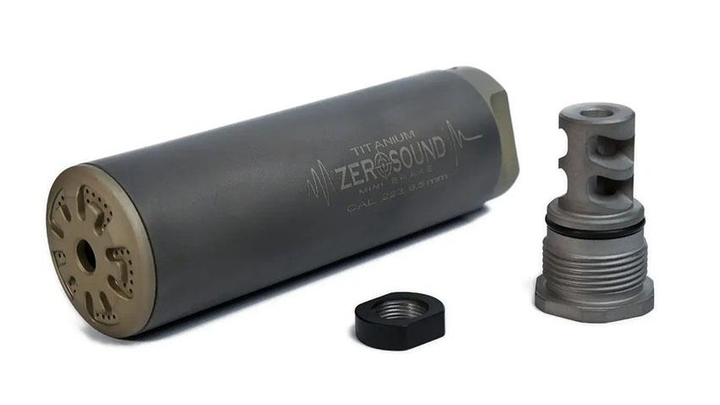 Саундмодератор Zerosound TITAN MINI Brake .223cal, .243, 5,45, 6,5 Creedmoor(triple gas unloading system) Серый - изображение 2