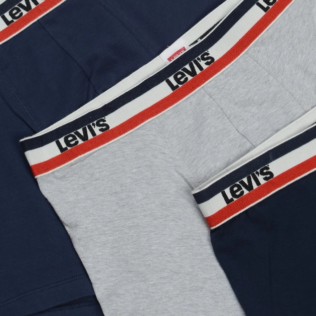 Zestaw majtek męskich typu bokserki 3 szt Levi's Logo Boxer Brief 3P 100002870-001 M Szary/Granatowy (8720245095495) - obraz 5
