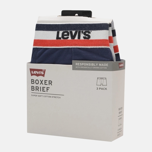 Набір трусів-боксерів чоловічих 3 шт Levi's Logo Boxer Brief 3P 100002870-001 XL Сірий/Темно-синій (8720245095518) - зображення 6