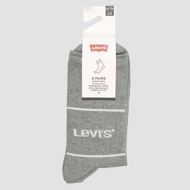 Набір чоловічих шкарпеток високих бавовняних 2 пари Levi's Short Cut Logo Sport 2P 7012105670090 39-42 Сірий (8720245185653) - зображення 1