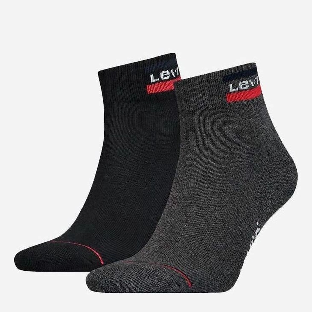 Набір чоловічих шкарпеток високих бавовняних 2 пари Levi's Mid Cut Logo 2P 9020110012080 39-42 Чорний/Сірий (8718824835051) - зображення 1