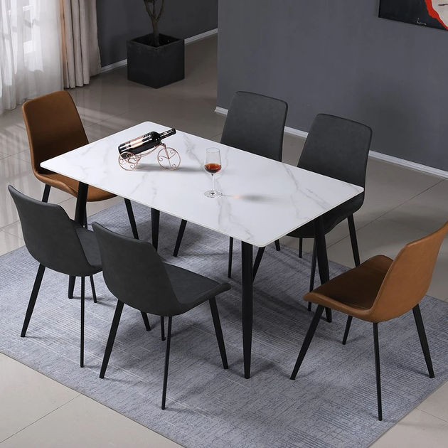 Стол обеденный SABA CERAMIC 130*70 белый глянец / черный каркас Intarsio - изображение 4