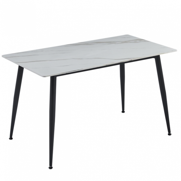 Стол обеденный SABA CERAMIC 130*70 белый глянец / черный каркас Intarsio - изображение 7