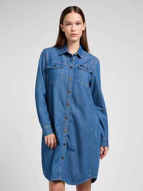 Sukienka koszulowa damska jeansowa Lee 112351139 L Niebieska (5401019927138) - obraz 1