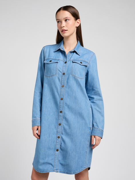 Sukienka koszulowa damska jeansowa Lee 112351138 S Niebieska (5401019927381) - obraz 1