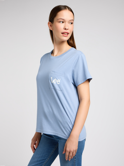 Футболка бавовняна жіноча Lee 112350254 XS Блакитна (5401019826615) - зображення 4