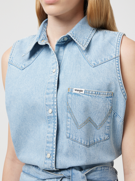 Плаття-сорочка жіноче Wrangler 112351310 S Блакитне (5401019939285) - зображення 4