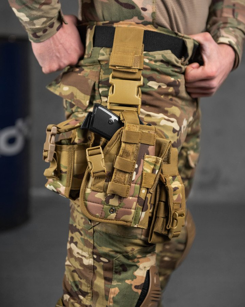 Настегна тактична кабура для пістолета Tactic універсальна кобура на пояс з кишенею під магазин МТК Вт7584 - зображення 1