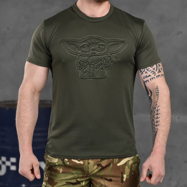Потовідвідна чоловіча футболка Punishment з принтом "Йода" олива розмір L - зображення 1