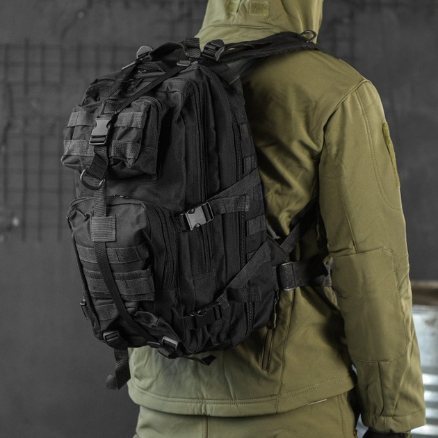 Рюкзак 25 л "Military" с регулируемыми плечевыми ремнями и креплением Molle черный размер 25х15х42 см - изображение 1