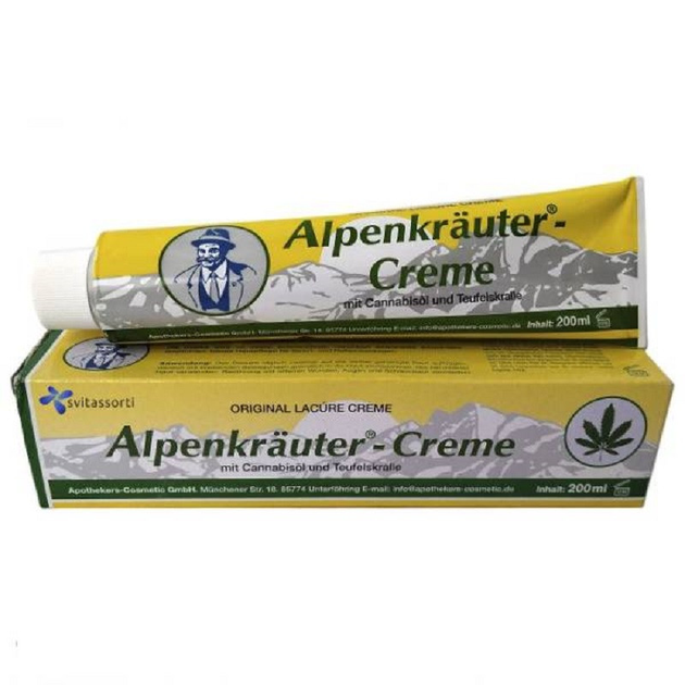 Крем для суглобів 200 мл з екстрактом конопель і лікарських трав Alpenkrauter-creme Lacure - зображення 1