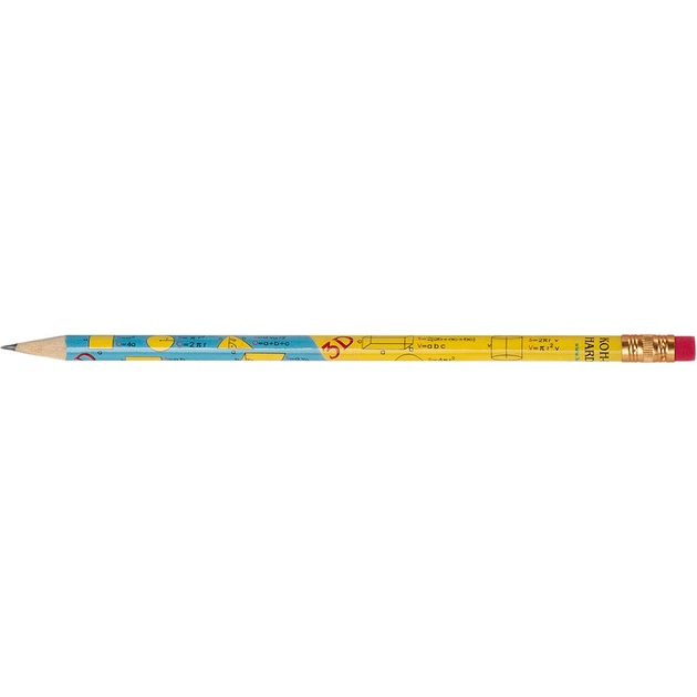 Карандаш графитный Koh-i-Noor HB с ластиком геометрические формулы корпус Разноцветный (1231/6) - изображение 3