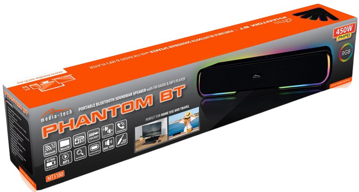 Акустична система Media-Tech Phantom BT 2.0 Bluetooth Soundbar 10 Вт LED Light (MT3180) - зображення 6
