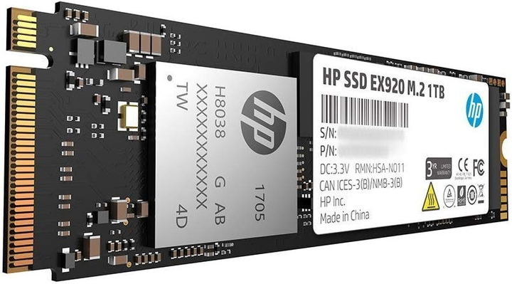 Dysk SSD HP EX920 NVMe 512GB M.2 2280 PCIe 3.0 x4 3D NAND (TLC) (2YY46AA#ABB) - obraz 2
