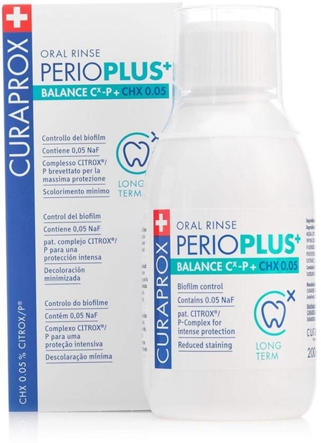 Płyn do płukania jamy ustnej Curaprox PerioPlus+ Balance 0.05% CHX 200 ml (7612412426762) - obraz 2